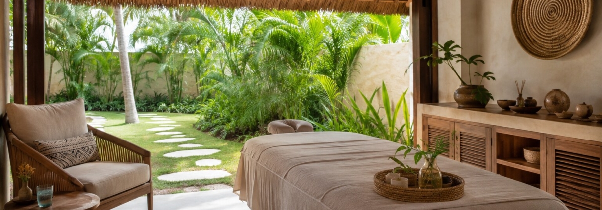 Tropical treatment room at Love Island Spa in Watamu