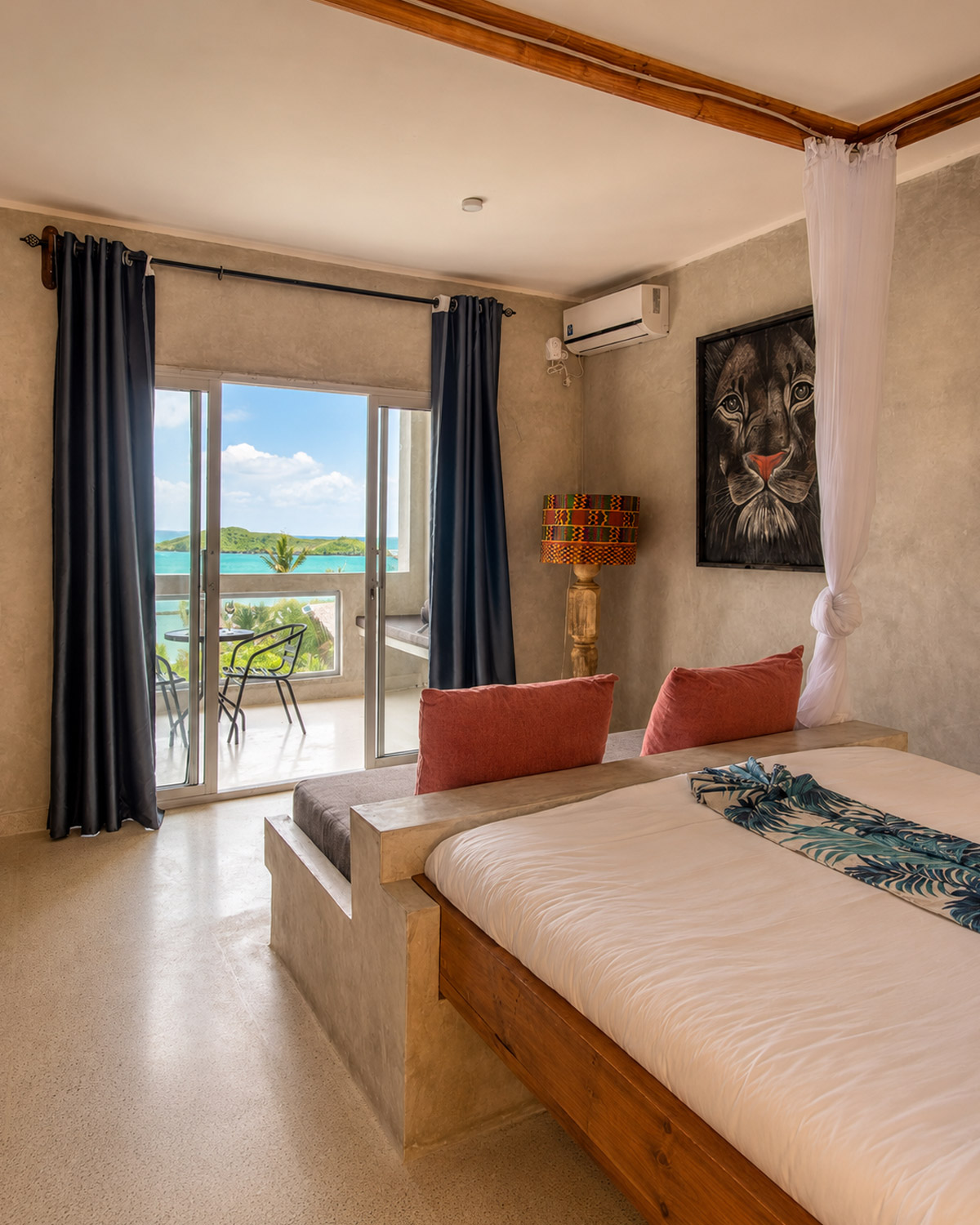 Guest room at Visiwa Beach Resort opening toward the ocean in Watamu