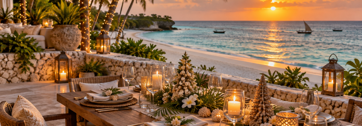 Christmas dinner overlooking the Indian Ocean in Watamu, Kenya