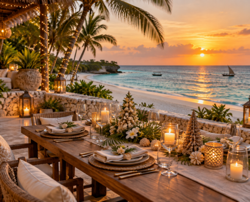 Christmas dinner overlooking the Indian Ocean in Watamu, Kenya