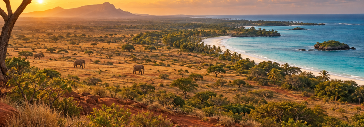 Kenya safari landscape meeting the Indian Ocean coast near Watamu