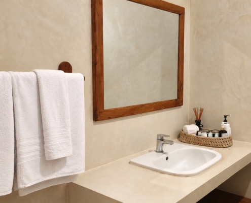 Garden View Room en-suite bathroom at Visiwa Beach Resort, Watamu