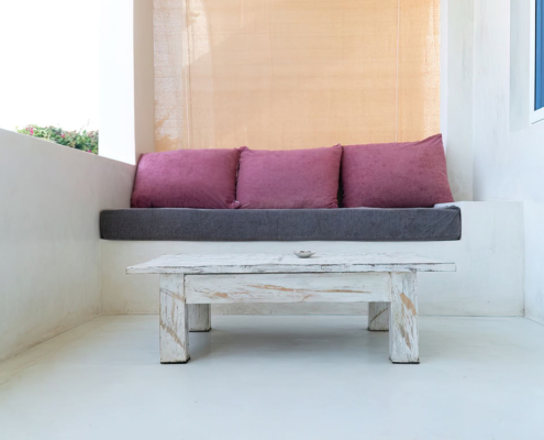 Apartment lounge with sofa and coffee table at Visiwa Beach Resort, Watamu